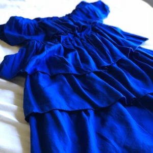Blue strapless dress